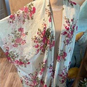 Floral Cape with Pink and Green Accents